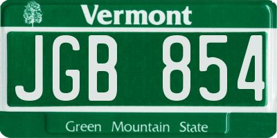 VT license plate JGB854