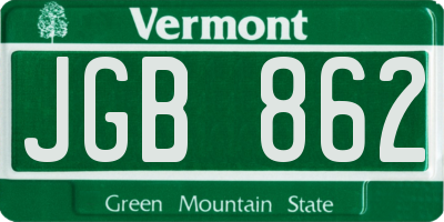 VT license plate JGB862