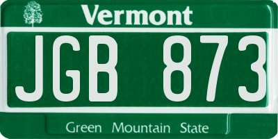 VT license plate JGB873