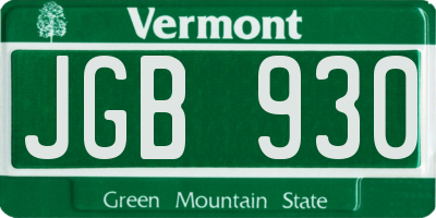 VT license plate JGB930