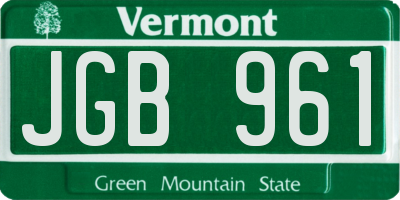 VT license plate JGB961