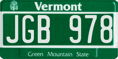 VT license plate JGB978