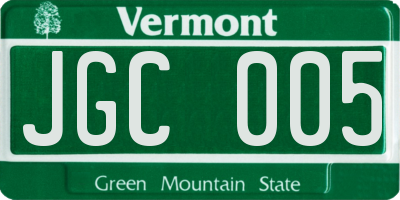 VT license plate JGC005