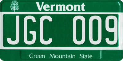 VT license plate JGC009