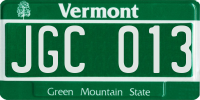 VT license plate JGC013