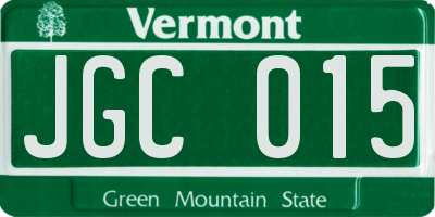 VT license plate JGC015