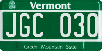 VT license plate JGC030