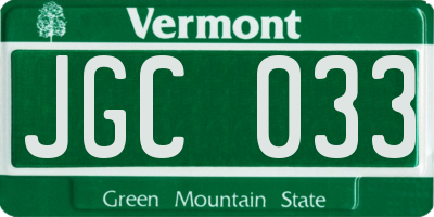 VT license plate JGC033