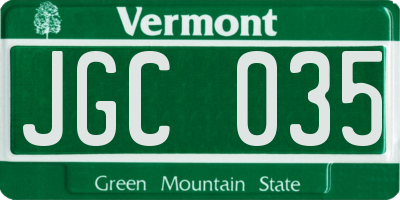 VT license plate JGC035