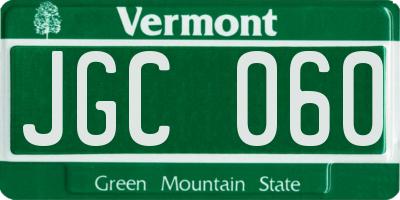 VT license plate JGC060