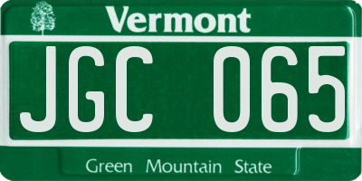 VT license plate JGC065