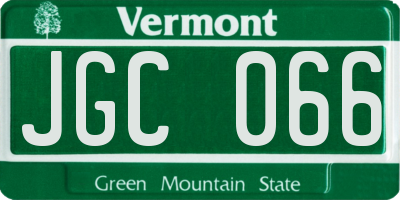 VT license plate JGC066