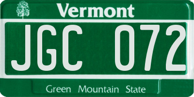 VT license plate JGC072