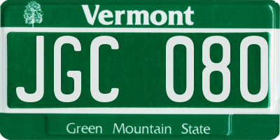 VT license plate JGC080