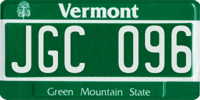 VT license plate JGC096