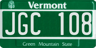 VT license plate JGC108