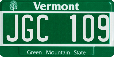 VT license plate JGC109