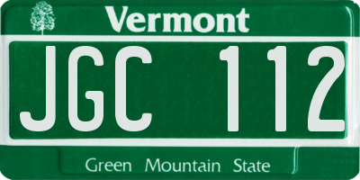 VT license plate JGC112