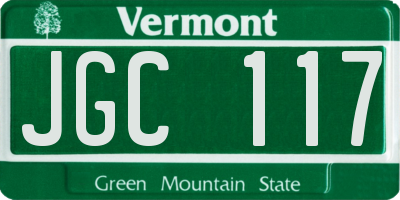 VT license plate JGC117