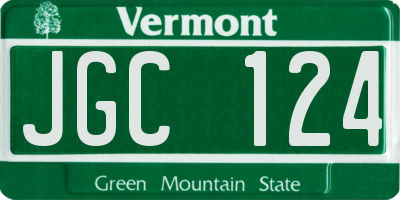VT license plate JGC124