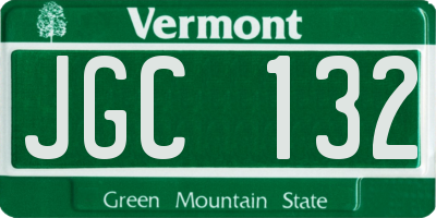 VT license plate JGC132