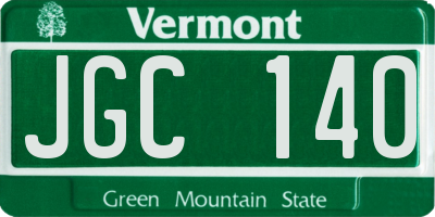 VT license plate JGC140
