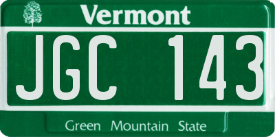 VT license plate JGC143