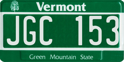 VT license plate JGC153