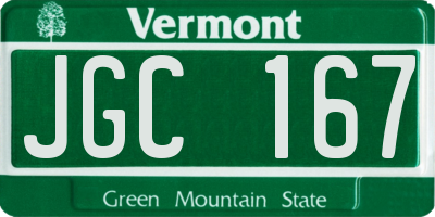 VT license plate JGC167
