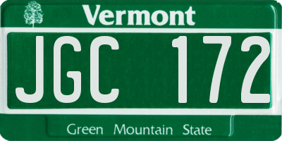 VT license plate JGC172