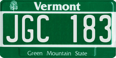 VT license plate JGC183