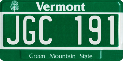 VT license plate JGC191