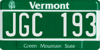 VT license plate JGC193
