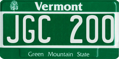 VT license plate JGC200