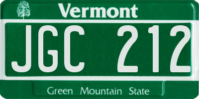 VT license plate JGC212