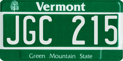 VT license plate JGC215