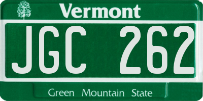 VT license plate JGC262