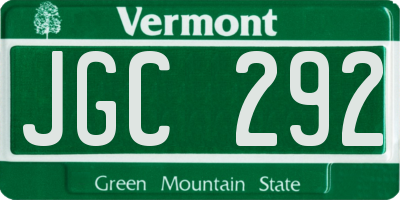 VT license plate JGC292