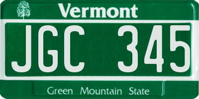 VT license plate JGC345
