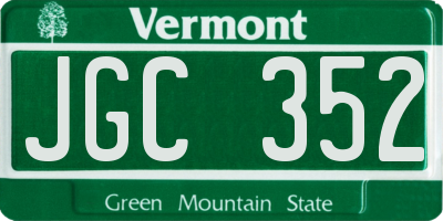 VT license plate JGC352