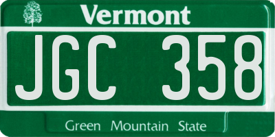 VT license plate JGC358