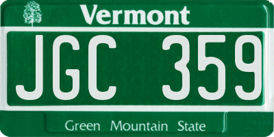 VT license plate JGC359