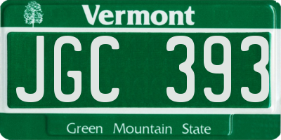 VT license plate JGC393