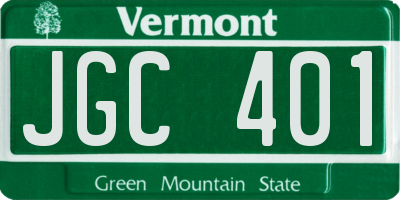 VT license plate JGC401