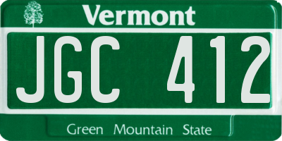 VT license plate JGC412