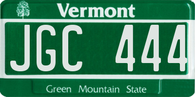 VT license plate JGC444