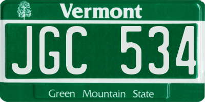 VT license plate JGC534