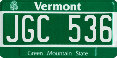 VT license plate JGC536
