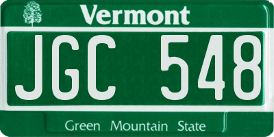 VT license plate JGC548