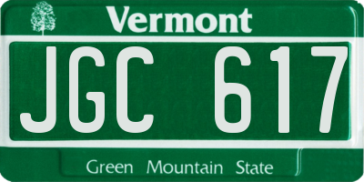 VT license plate JGC617